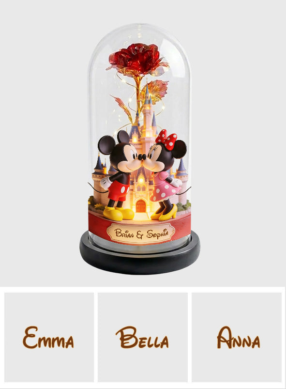 Personalized Glowing Roses Glass Dome Custom Name Gift for Couples Glowing Roses Glass Dome GradoCreations