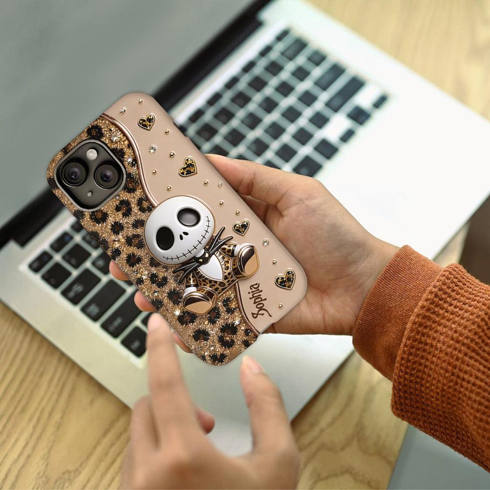 Personalized Leopard Spooky Vibes Phone Case Gift for Her Phone Case GradoCreations