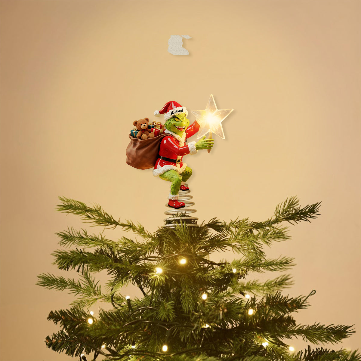 Personalized LED Light Tree Topper Grinch Holiday Decor Gift for Family LED Light Tree GradoCreations