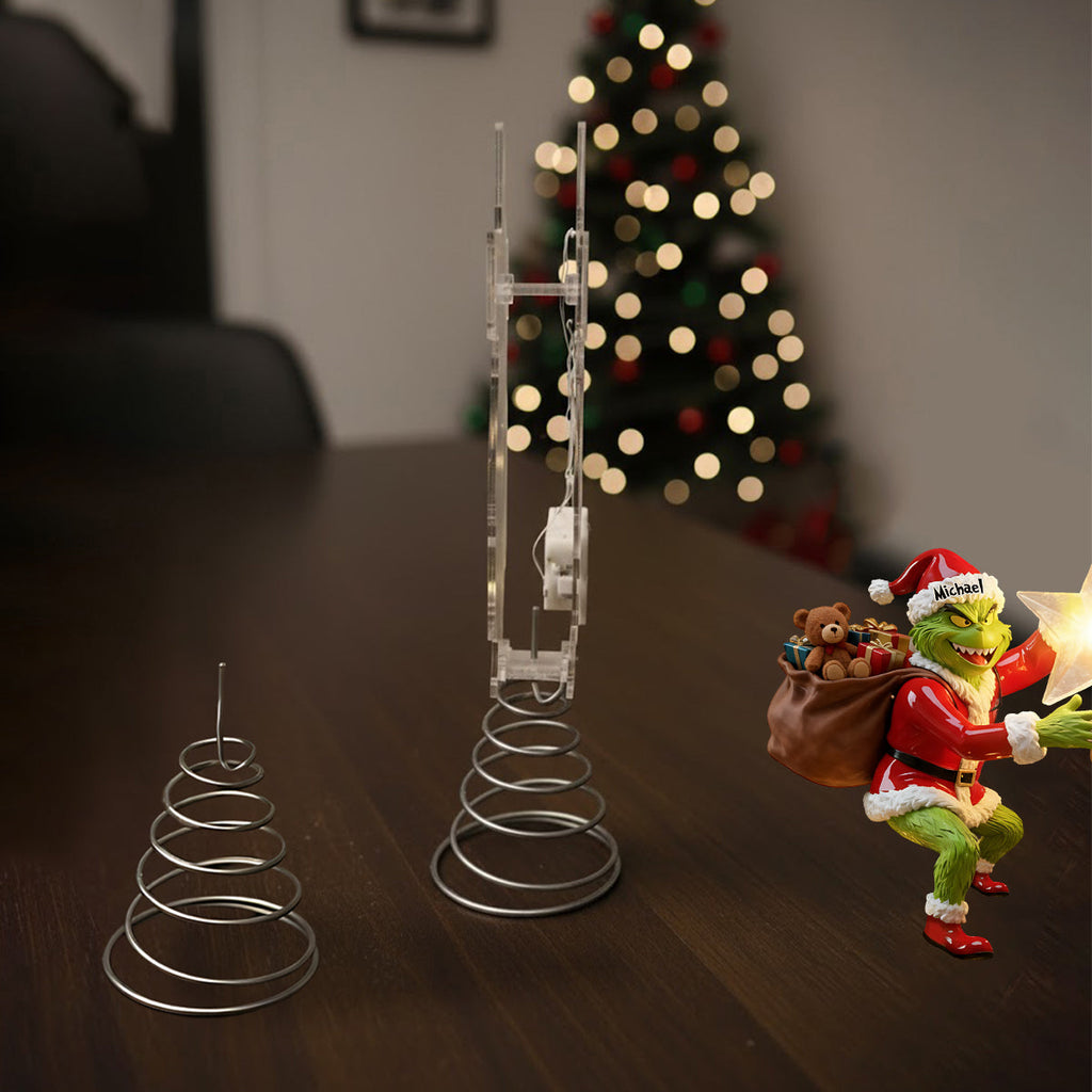 Personalized LED Light Tree Topper Grinch Holiday Decor Gift for Family LED Light Tree GradoCreations