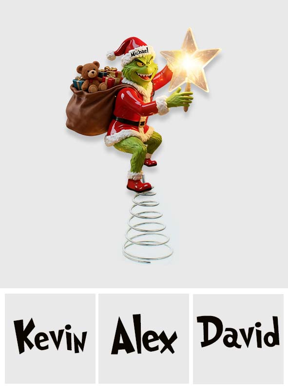 Personalized Grinch LED Light Tree Topper for Christmas Decor LED Light Tree Topper GradoCreations