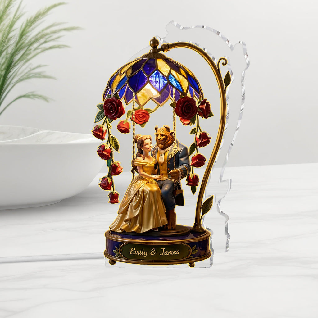 Personalized Beauty And The Beast Acrylic LED Night Light Gift Acrylic LED Night Light GradoCreations