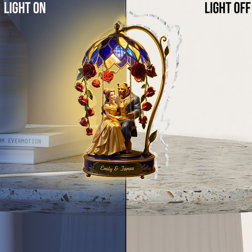 Personalized Beauty And The Beast Acrylic LED Night Light Gift Acrylic LED Night Light GradoCreations
