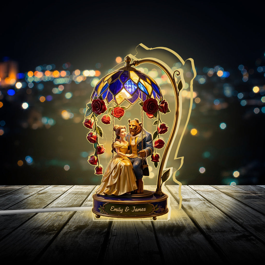 Personalized Beauty And The Beast Acrylic LED Night Light Gift Acrylic LED Night Light GradoCreations