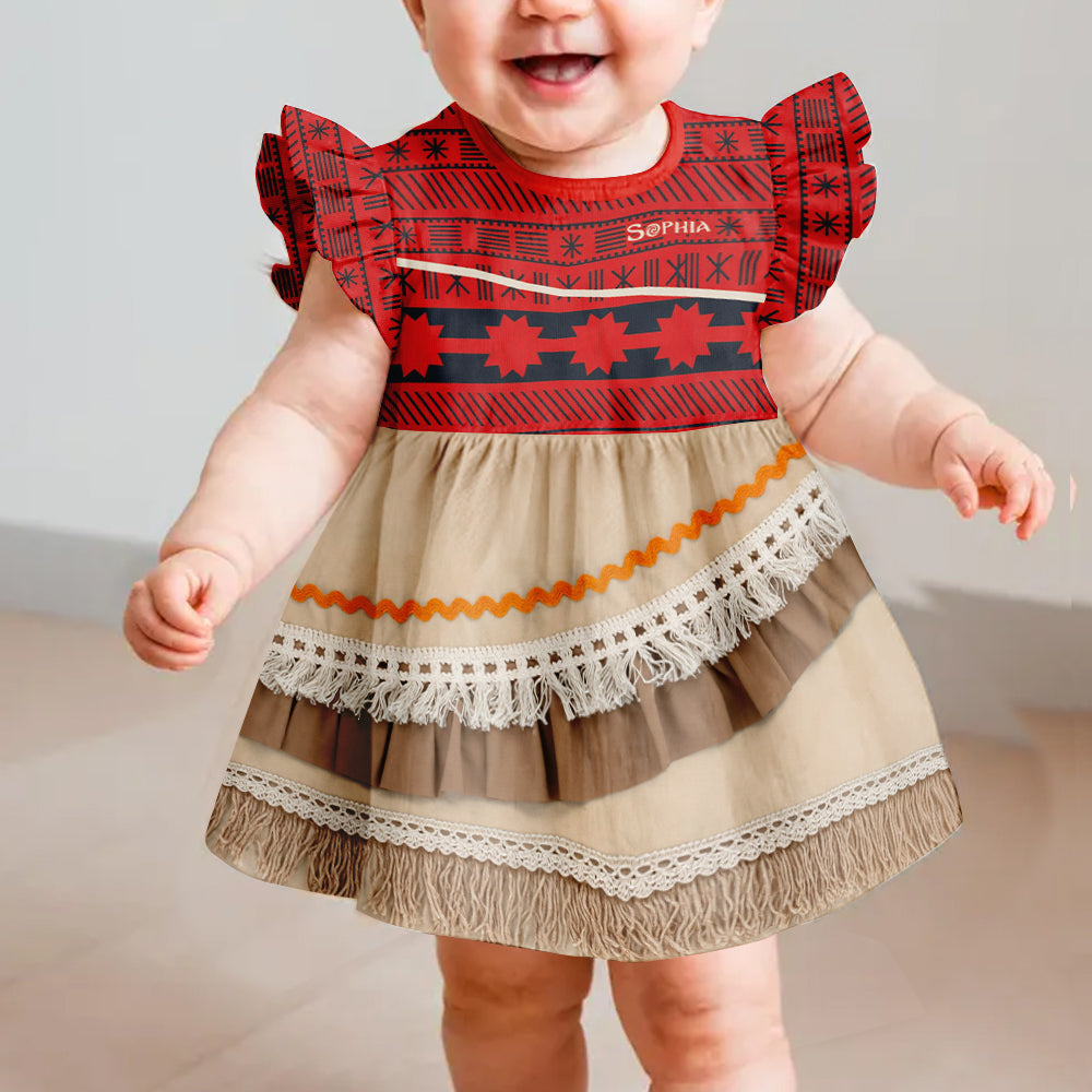 Personalized Island Princess Kid Ruffle Sleeve Dress for Girls Kid Ruffle Sleeve Dress GradoCreations