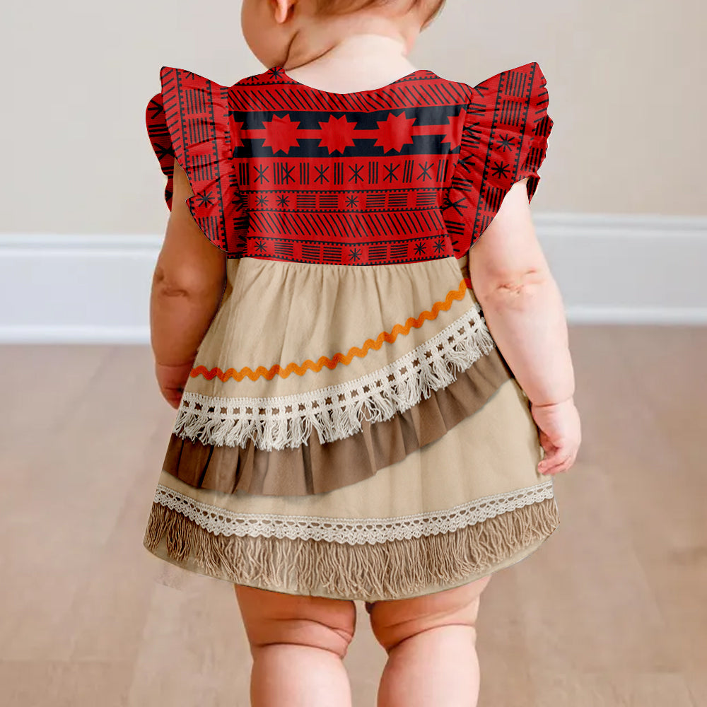 Personalized Island Princess Kid Ruffle Sleeve Dress for Girls Kid Ruffle Sleeve Dress GradoCreations