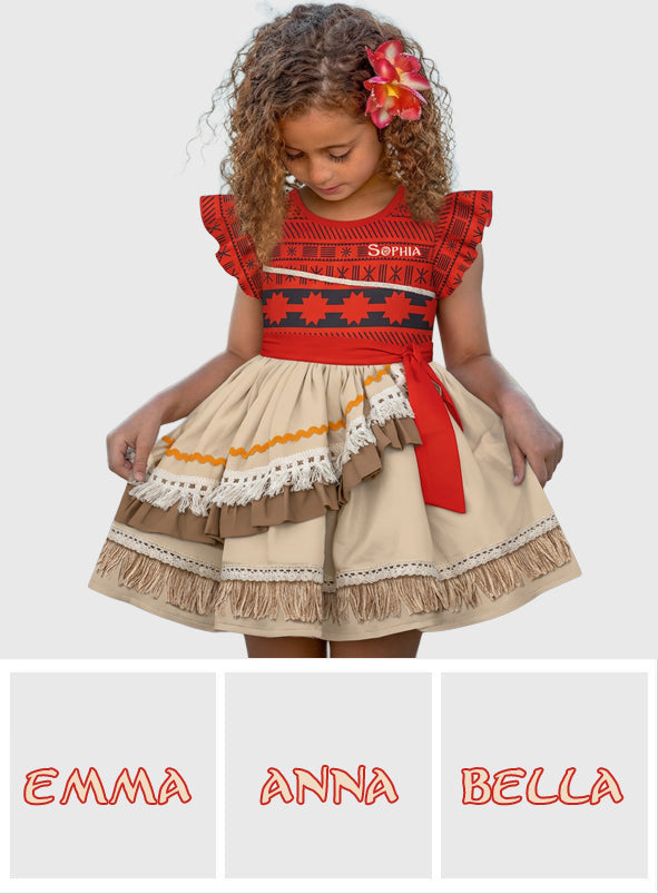 Personalized Island Princess Kid Ruffle Sleeve Dress for Girls Kid Ruffle Sleeve Dress GradoCreations