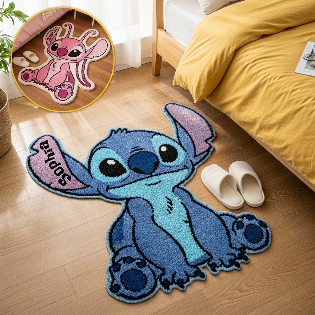 Personalized Blue Alien Tufted Rug Custom Family Gift for Kids Tufted Rug GradoCreations
