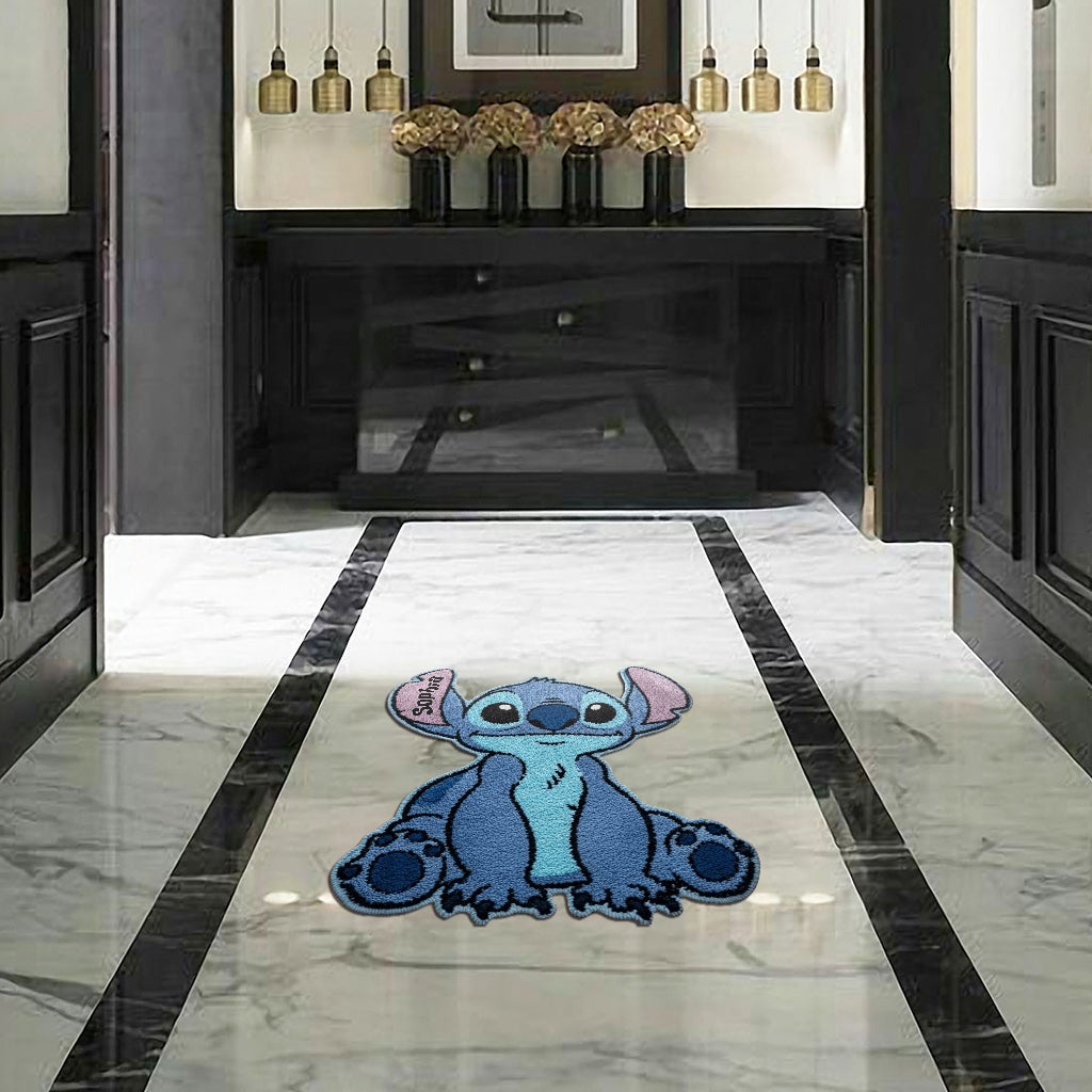 Personalized Blue Alien Tufted Rug Custom Family Gift for Kids Tufted Rug GradoCreations