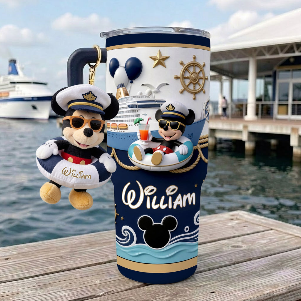 Personalized Disney Cruise Tumbler with Plush Charm Gift Tumbler With Plush Charm GradoCreations