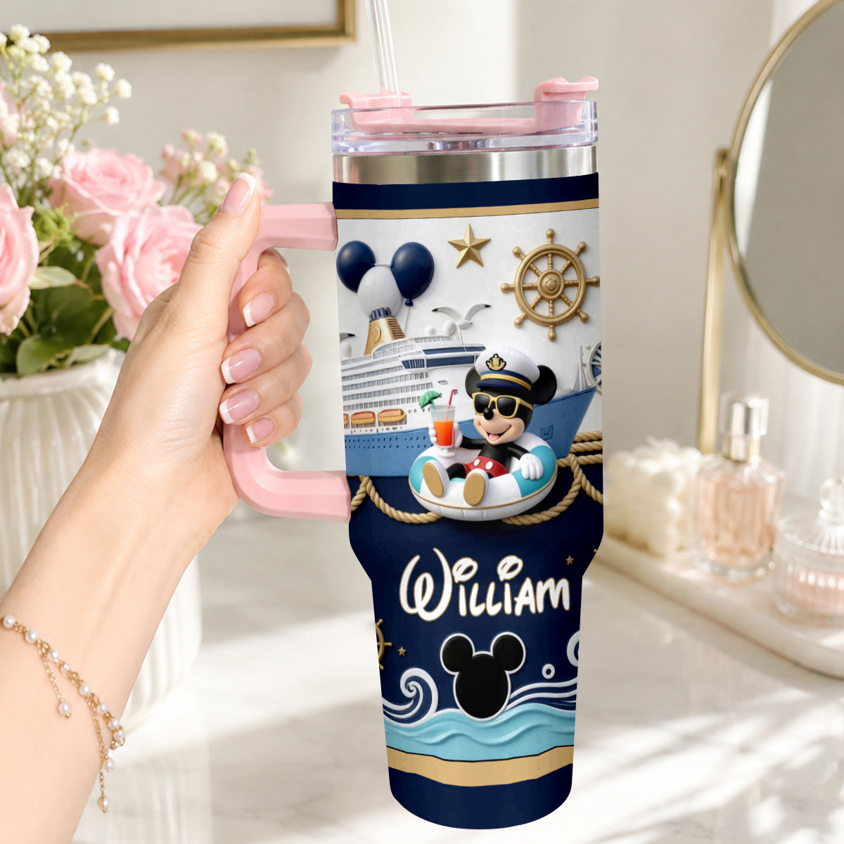Personalized Disney Cruise Tumbler with Plush Charm Gift Tumbler With Plush Charm GradoCreations