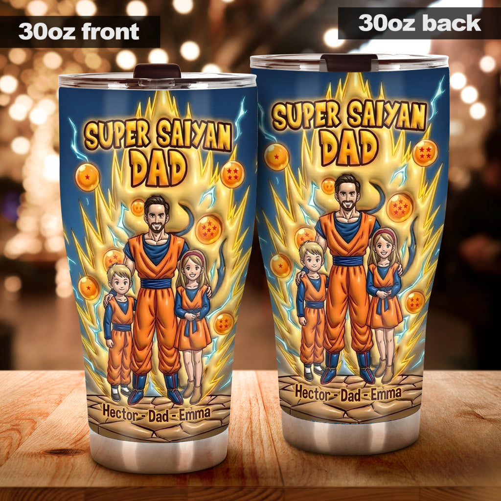 Personalized Super Saiyan Anime Dad Tumbler Gift for Dad