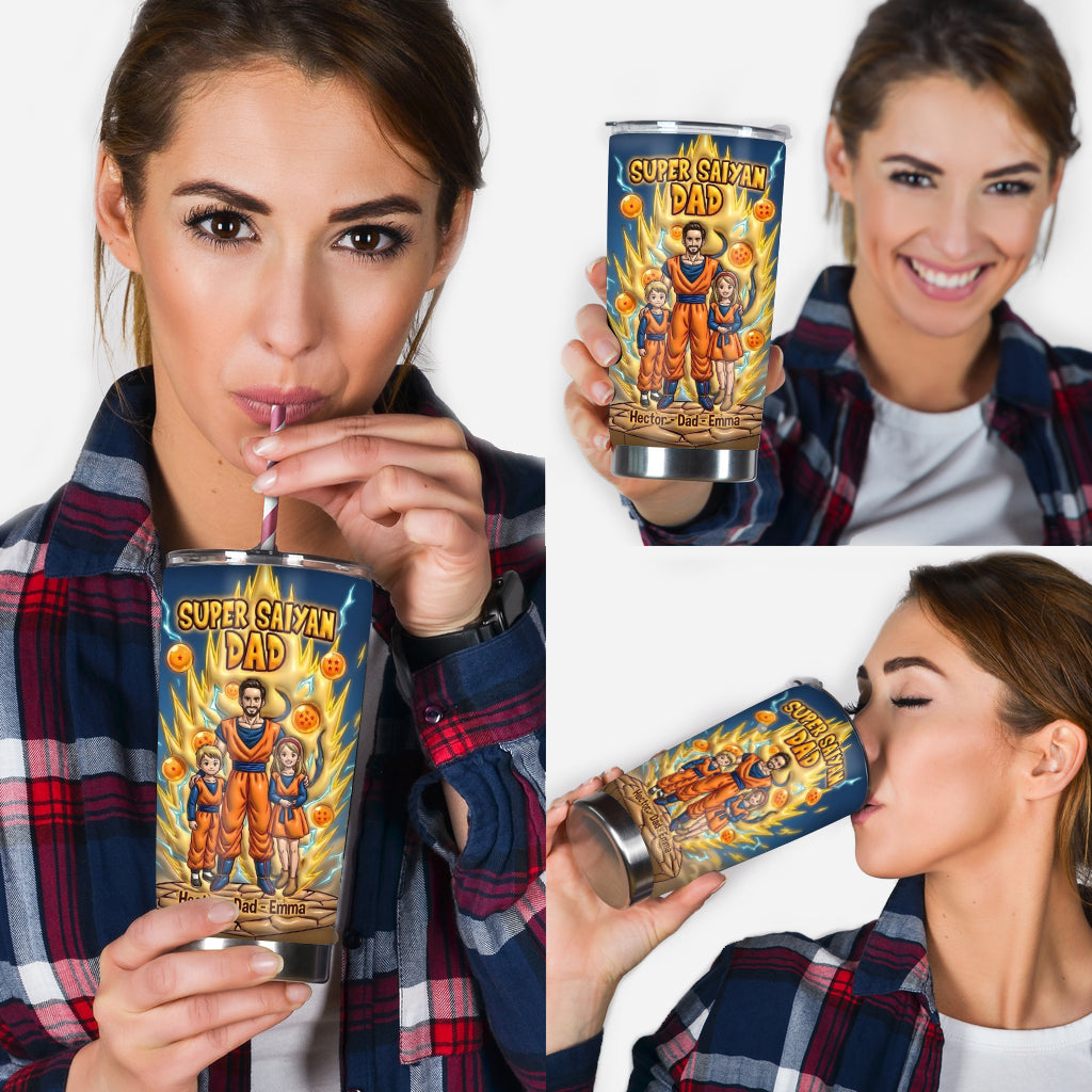 Personalized Super Saiyan Anime Dad Tumbler Gift for Dad