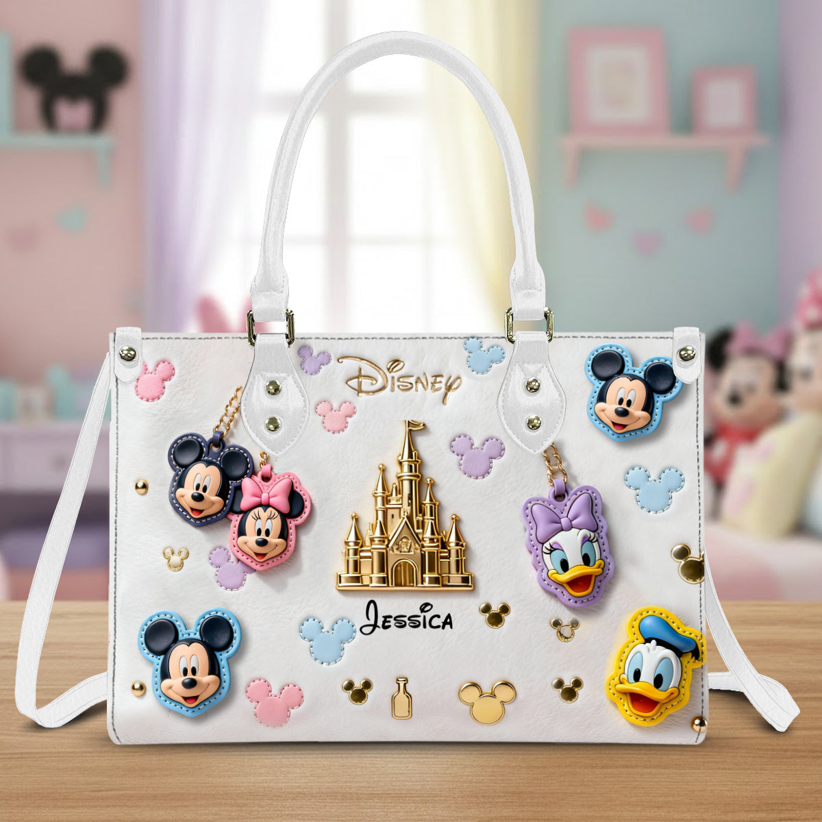 Personalized Disney Leather Handbag Custom Name Gift for Women Leather Handbag 2 GradoCreations