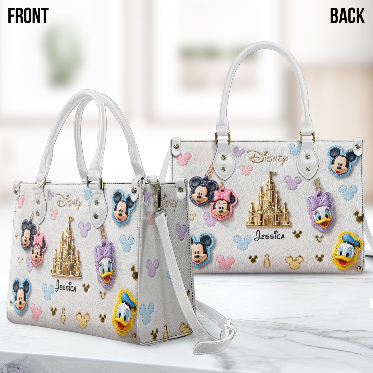 Personalized Disney Leather Handbag Custom Name Gift for Women Leather Handbag 2 GradoCreations