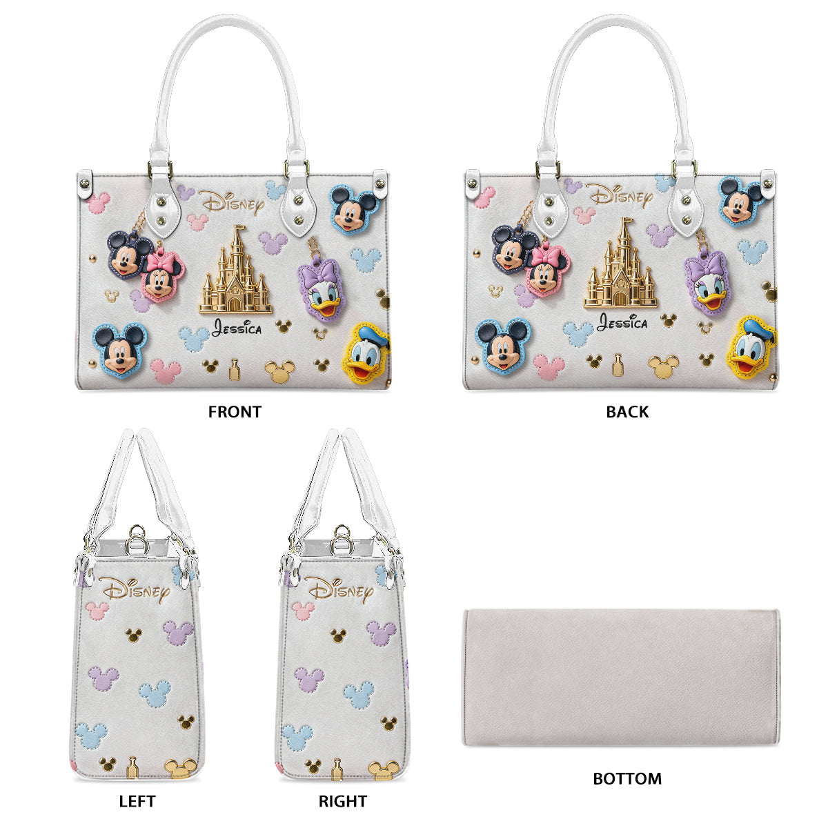 Personalized Disney Leather Handbag Custom Name Gift for Women Leather Handbag 2 GradoCreations