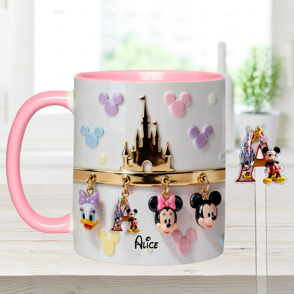 Personalized Disney Character Mug Set with Acrylic Stirrer Gift Set Accent Mug with Acrylic Stirrers GradoCreations
