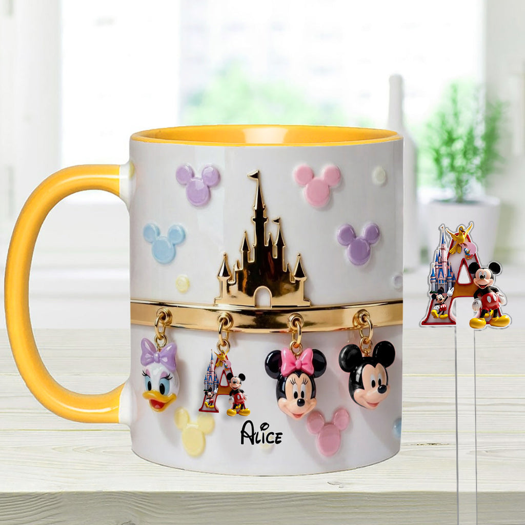 Personalized Disney Character Mug Set with Acrylic Stirrer Gift Set Accent Mug with Acrylic Stirrers GradoCreations