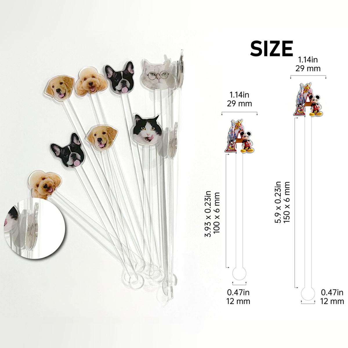 Personalized Disney Character Mug Set with Acrylic Stirrer Gift Set Accent Mug with Acrylic Stirrers GradoCreations