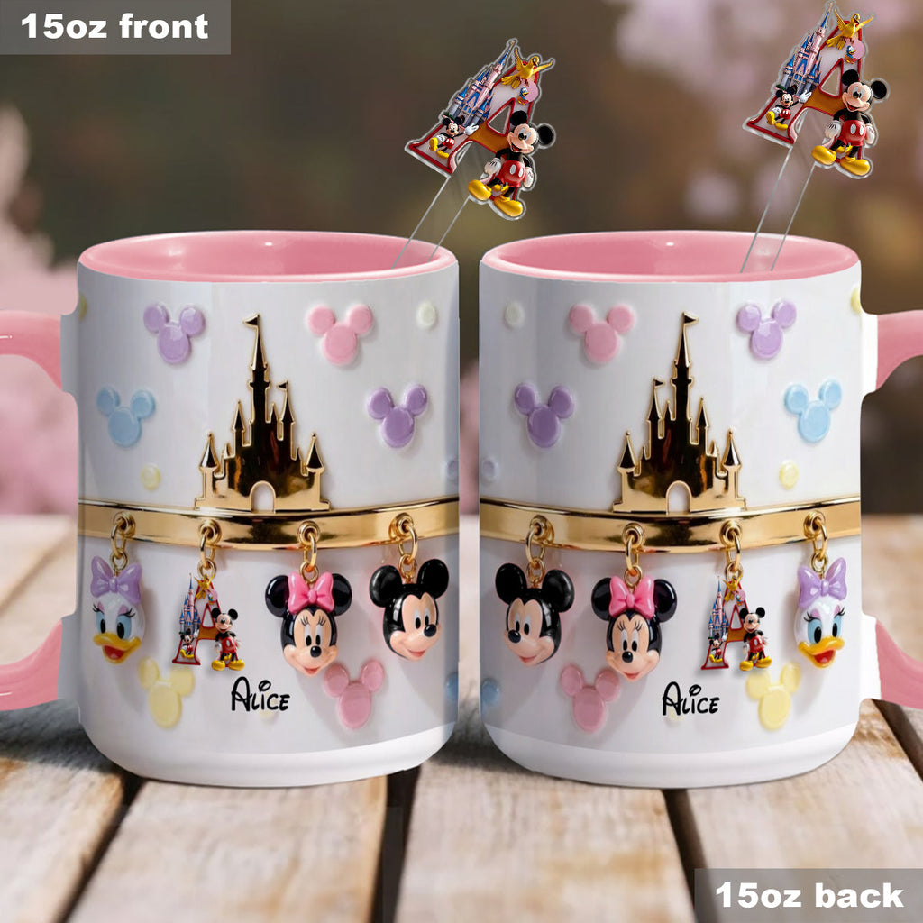 Personalized Disney Character Mug Set with Acrylic Stirrer Gift Set Accent Mug with Acrylic Stirrers GradoCreations