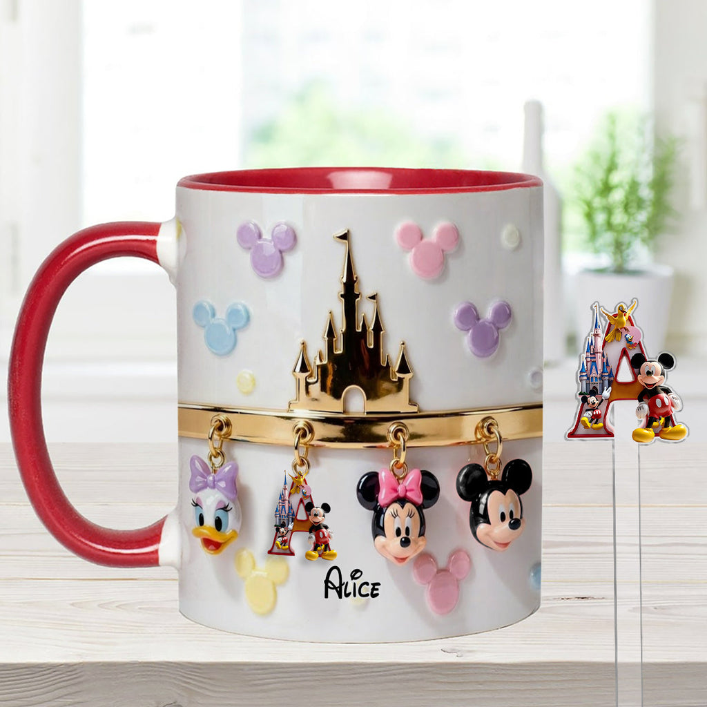Personalized Disney Character Mug Set with Acrylic Stirrer Gift Set Accent Mug with Acrylic Stirrers GradoCreations
