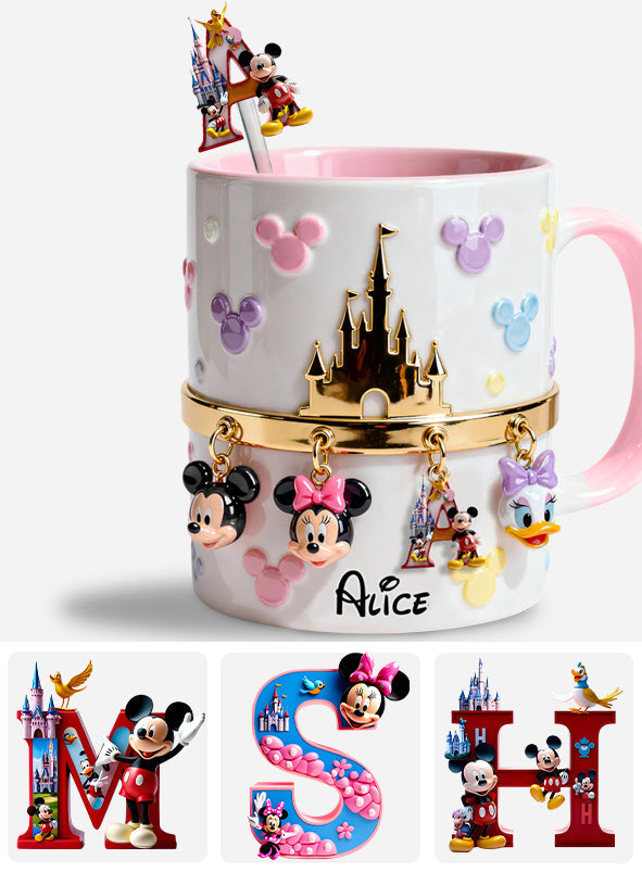Personalized Disney Character Mug Set with Acrylic Stirrer Gift Set Accent Mug with Acrylic Stirrers GradoCreations