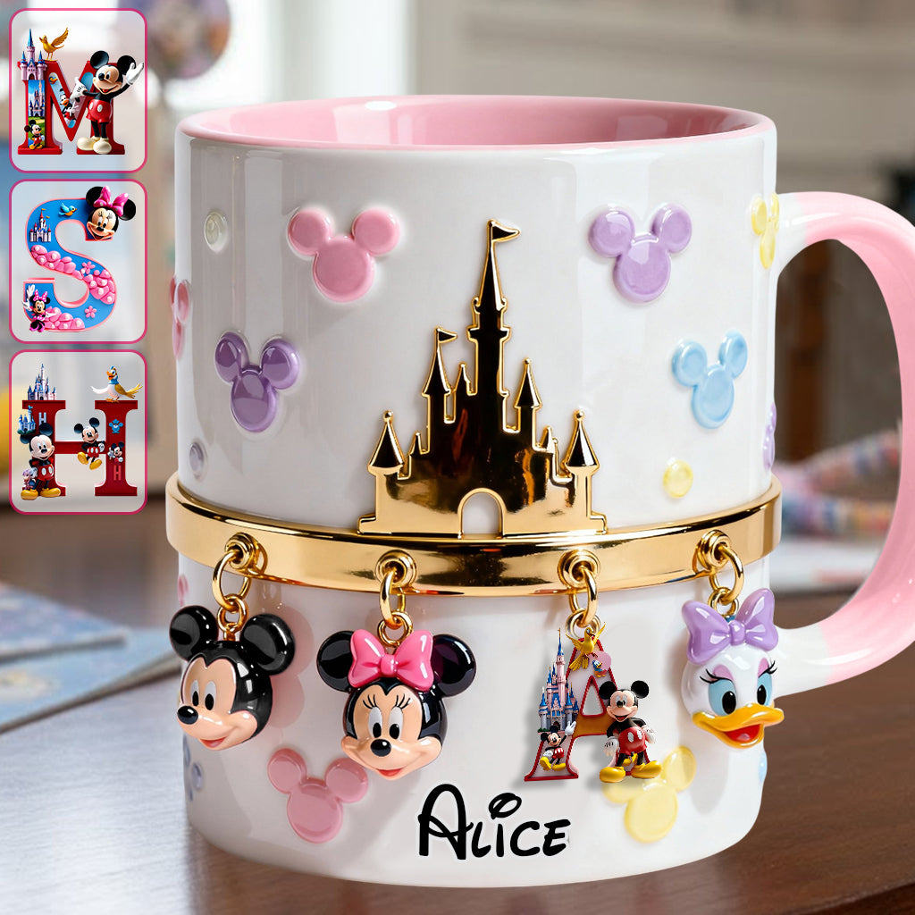 Personalized Disney Initial Accent Mug & Coaster Gift for Kids Accent Mug & Coaster GradoCreations
