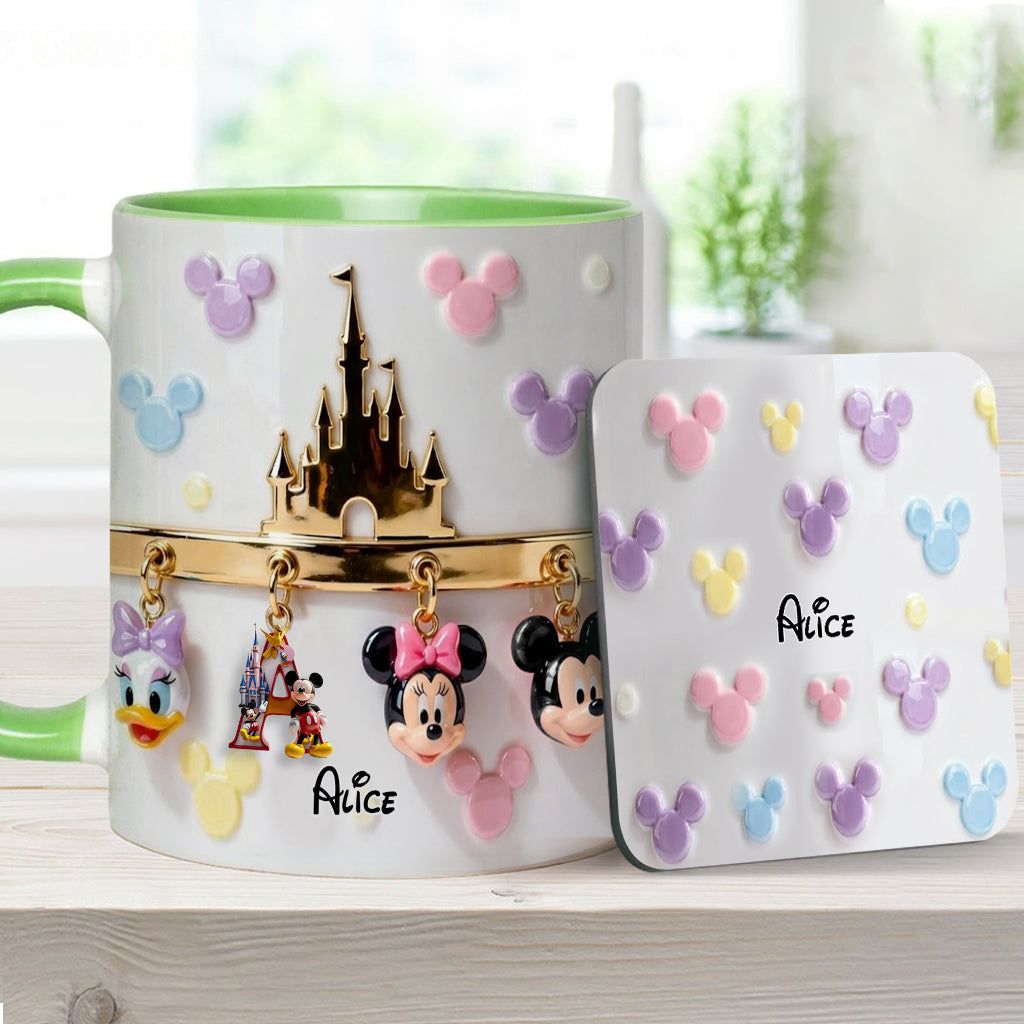 Personalized Disney Initial Accent Mug & Coaster Gift for Kids Accent Mug & Coaster GradoCreations