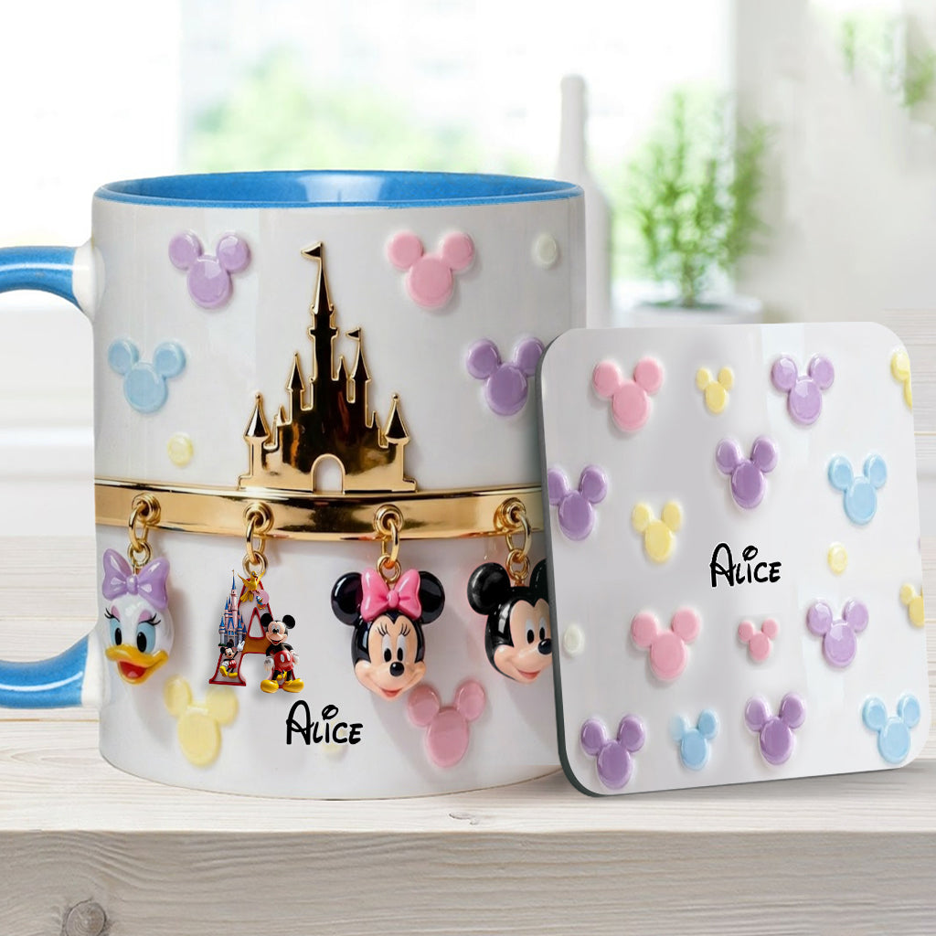 Personalized Disney Initial Accent Mug & Coaster Gift for Kids Accent Mug & Coaster GradoCreations