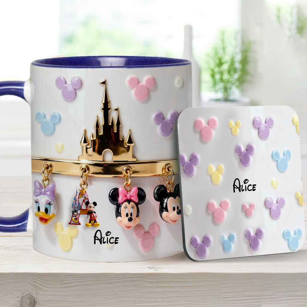 Personalized Disney Initial Accent Mug & Coaster Gift for Kids Accent Mug & Coaster GradoCreations
