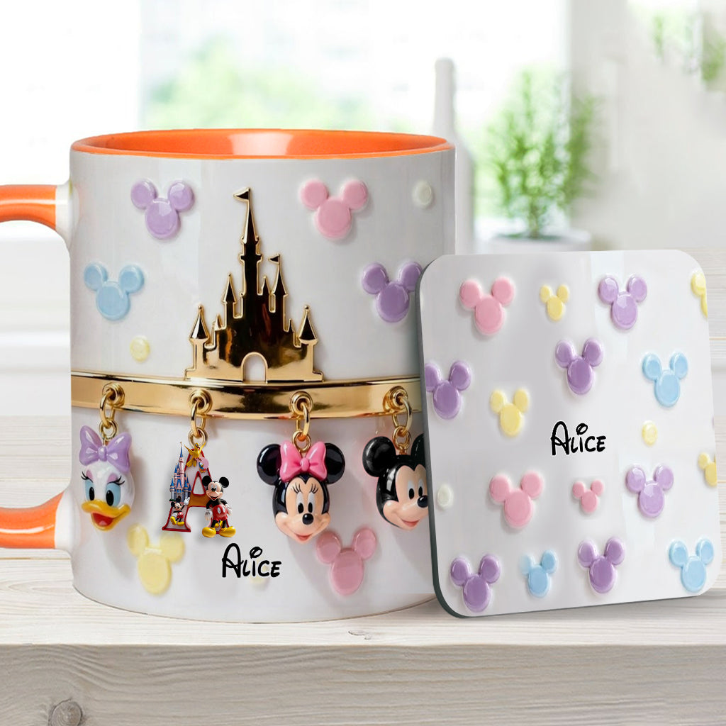 Personalized Disney Initial Accent Mug & Coaster Gift for Kids Accent Mug & Coaster GradoCreations