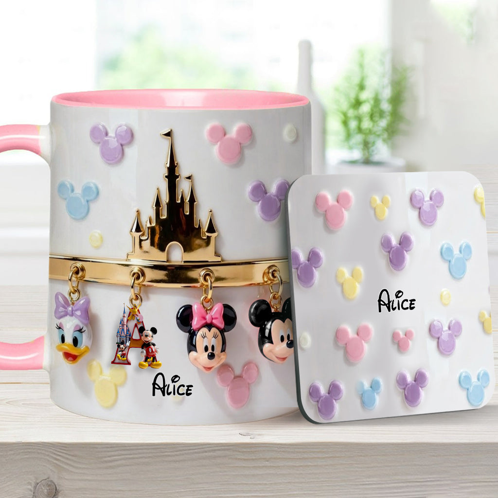 Personalized Disney Initial Accent Mug & Coaster Gift for Kids Accent Mug & Coaster GradoCreations