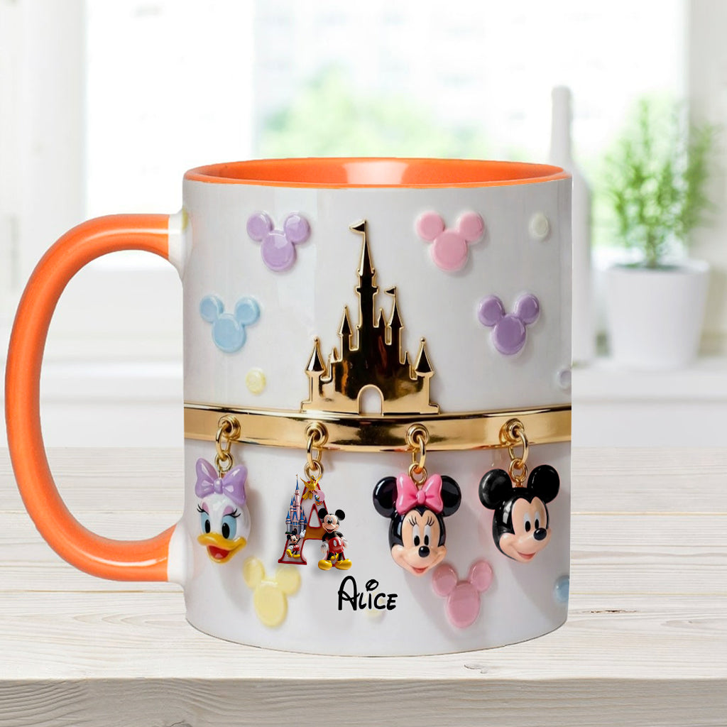 Personalized Disney Initial Accent Mug & Coaster Gift for Kids Accent Mug & Coaster GradoCreations