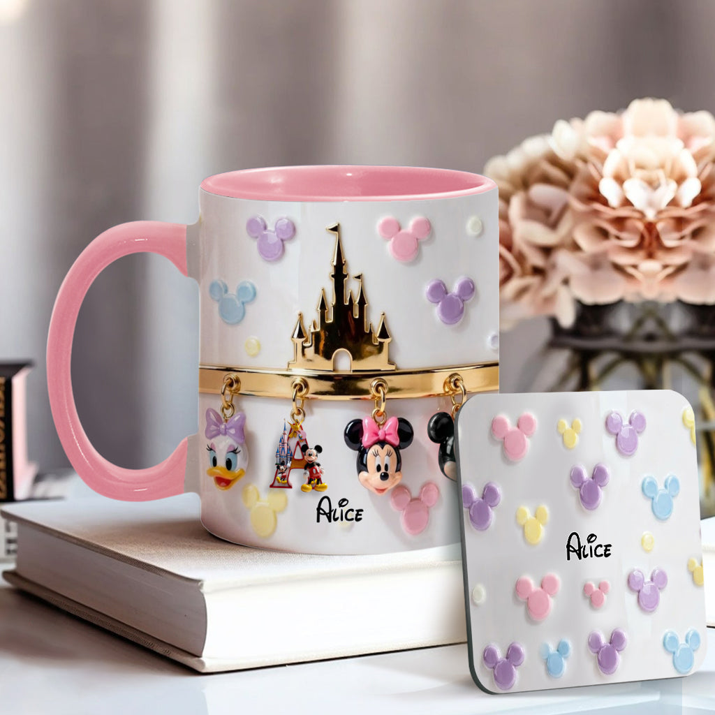 Personalized Disney Initial Accent Mug & Coaster Gift for Kids Accent Mug & Coaster GradoCreations