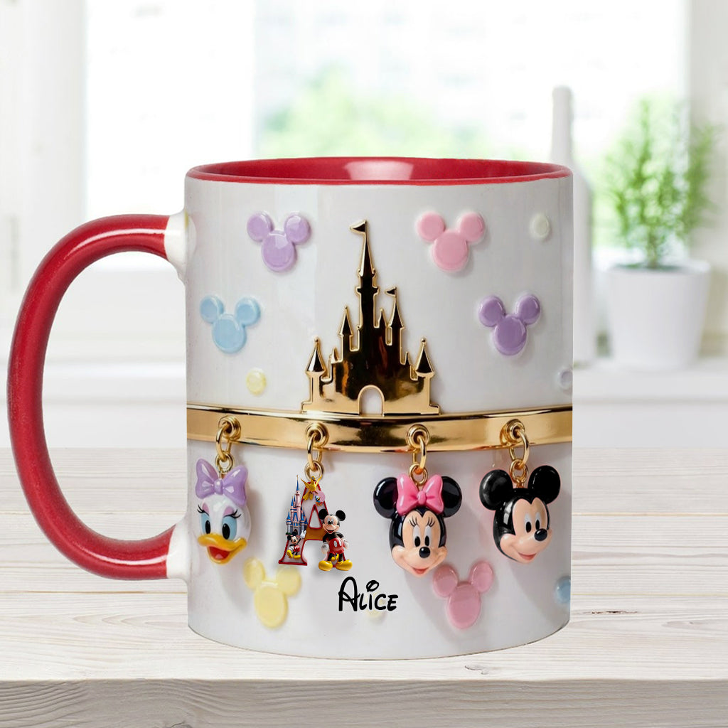 Personalized Disney Initial Accent Mug & Coaster Gift for Kids Accent Mug & Coaster GradoCreations