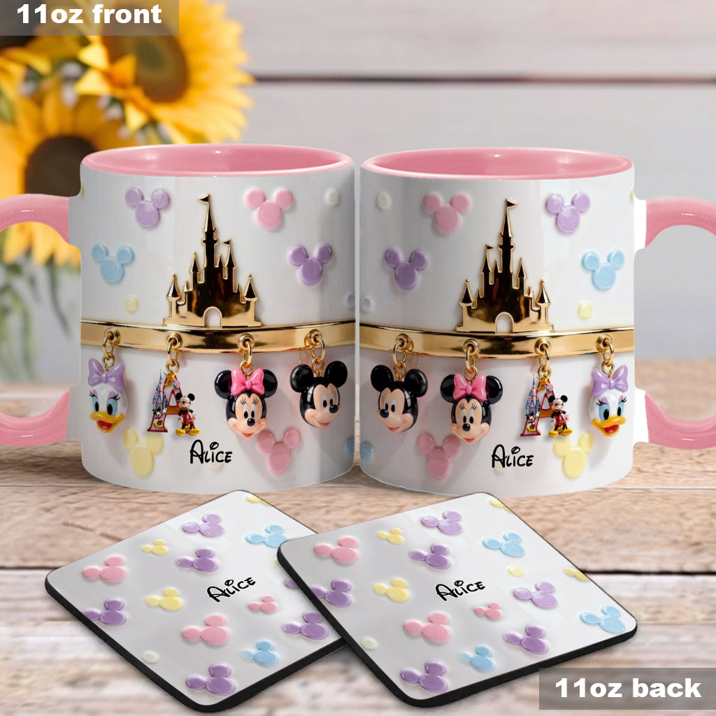 Personalized Disney Initial Accent Mug & Coaster Gift for Kids Accent Mug & Coaster GradoCreations