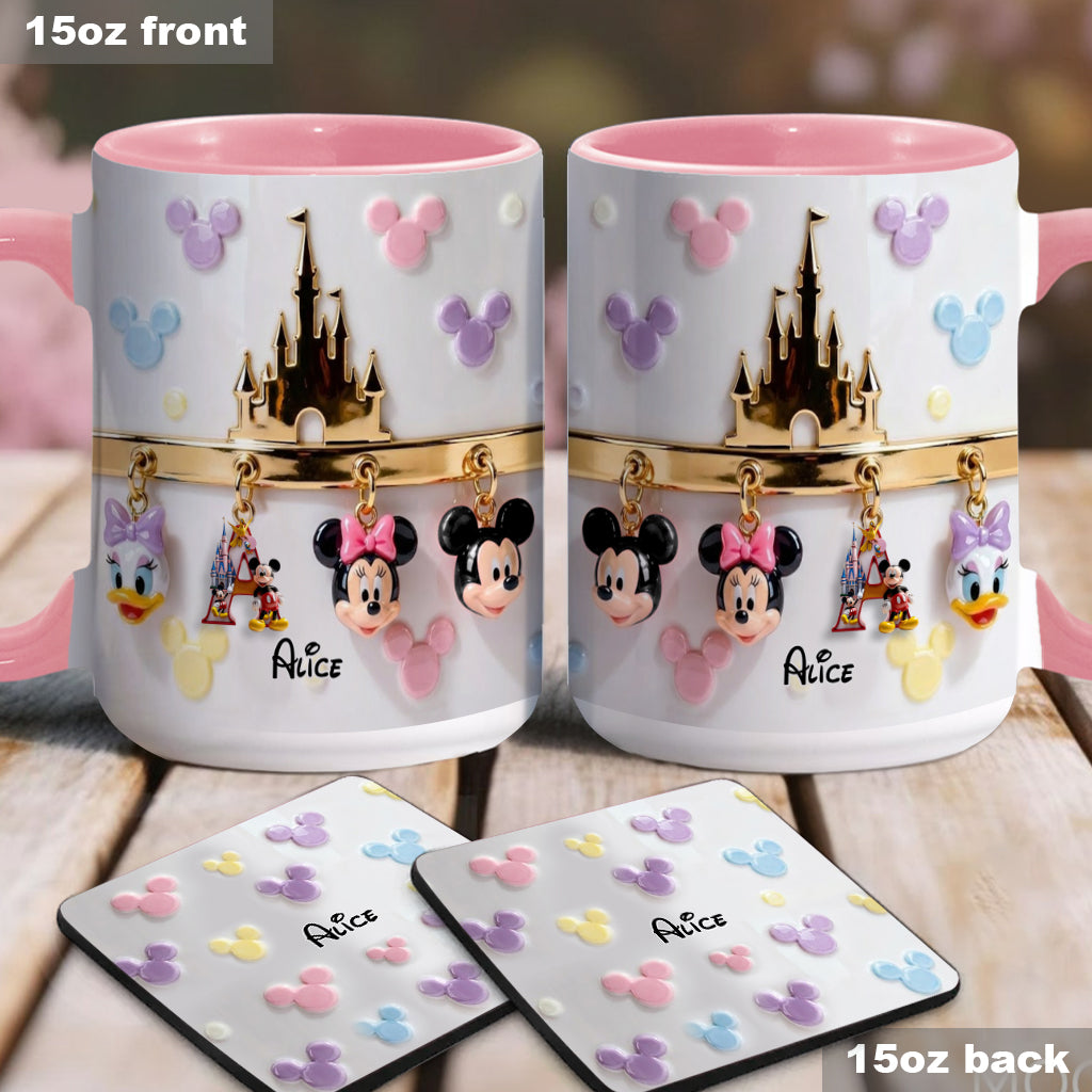 Personalized Disney Initial Accent Mug & Coaster Gift for Kids Accent Mug & Coaster GradoCreations