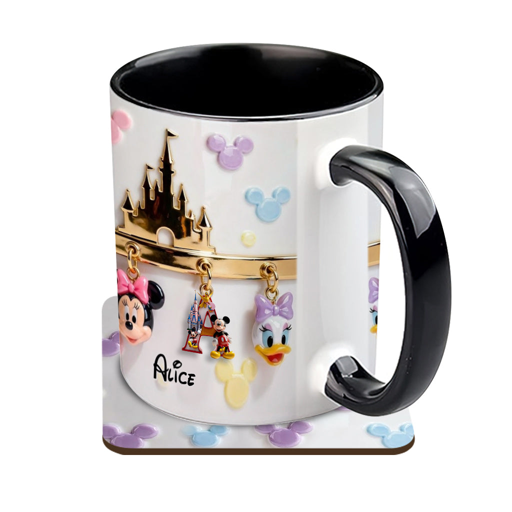 Personalized Disney Initial Accent Mug & Coaster Gift for Kids Accent Mug & Coaster GradoCreations