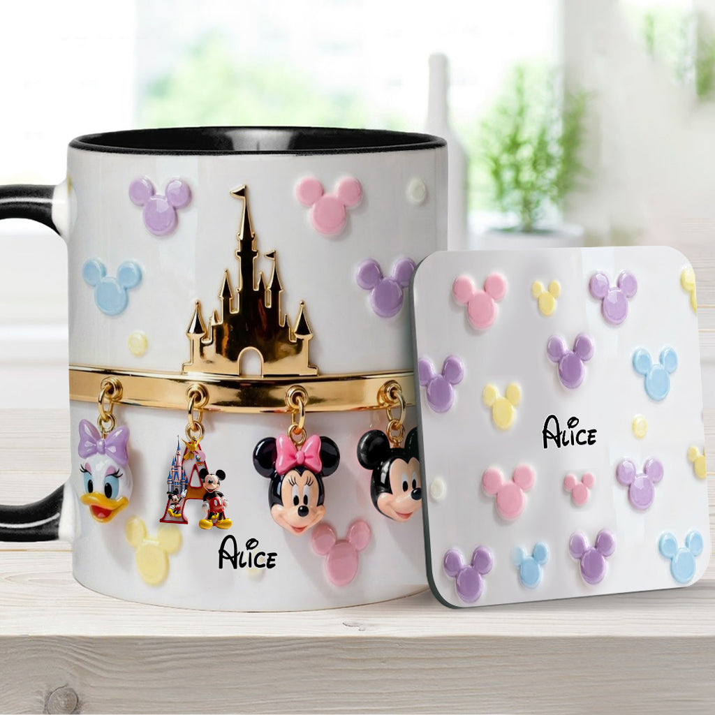 Personalized Disney Initial Accent Mug & Coaster Gift for Kids Accent Mug & Coaster GradoCreations