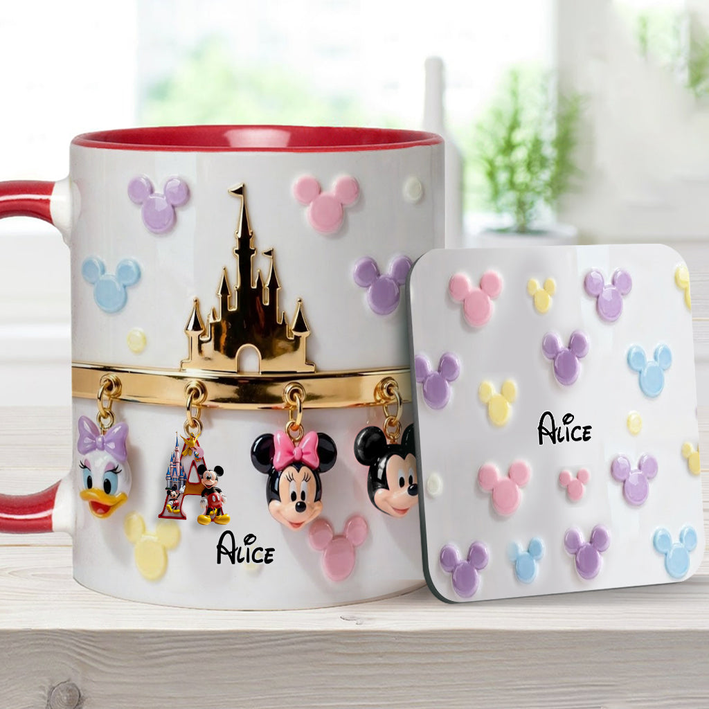 Personalized Disney Initial Accent Mug & Coaster Gift for Kids Accent Mug & Coaster GradoCreations