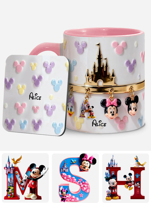 Personalized Disney Initial Accent Mug & Coaster Gift for Kids