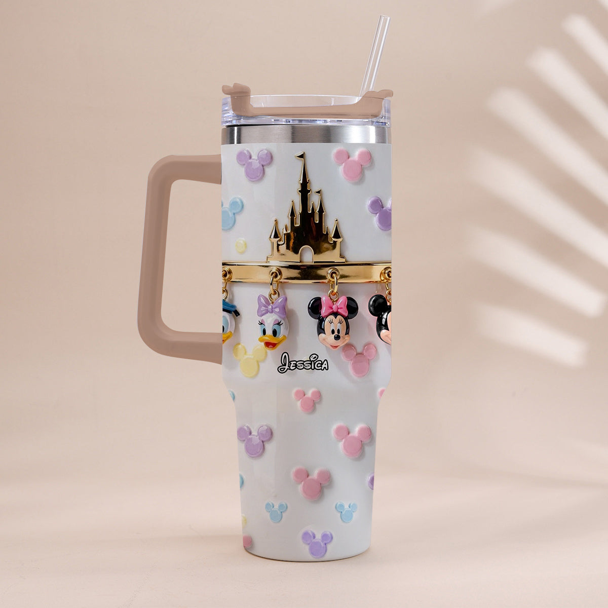 Personalized 3D Mouse Tumbler with Handle Custom Name Gift Tumbler With Handle GradoCreations