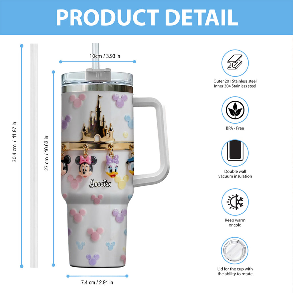 Personalized 3D Mouse Tumbler with Handle Custom Name Gift Tumbler With Handle GradoCreations