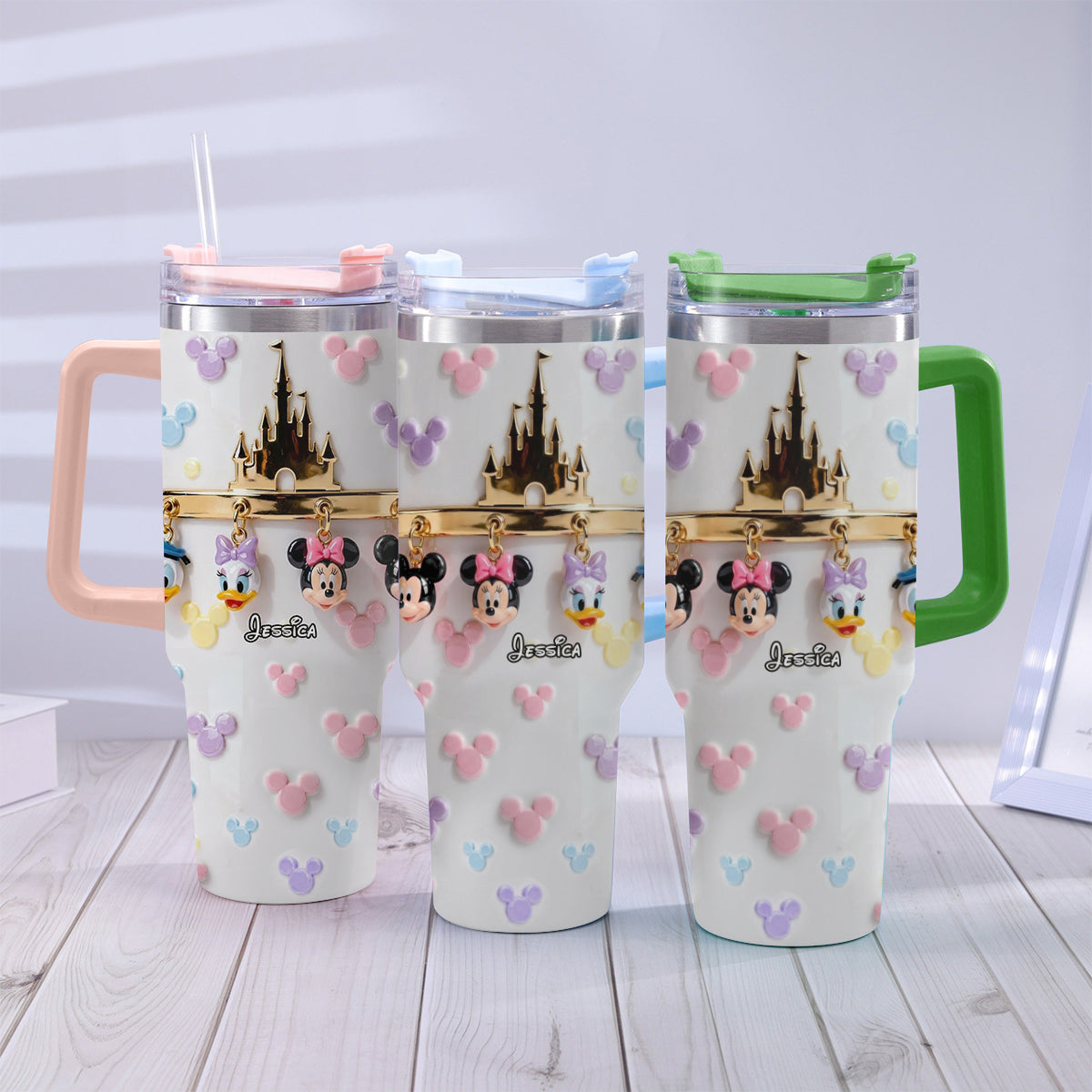 Personalized 3D Mouse Tumbler with Handle Custom Name Gift Tumbler With Handle GradoCreations