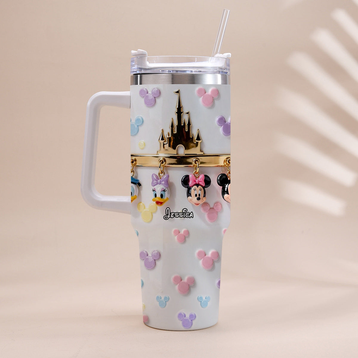 Personalized 3D Mouse Tumbler with Handle Custom Name Gift Tumbler With Handle GradoCreations