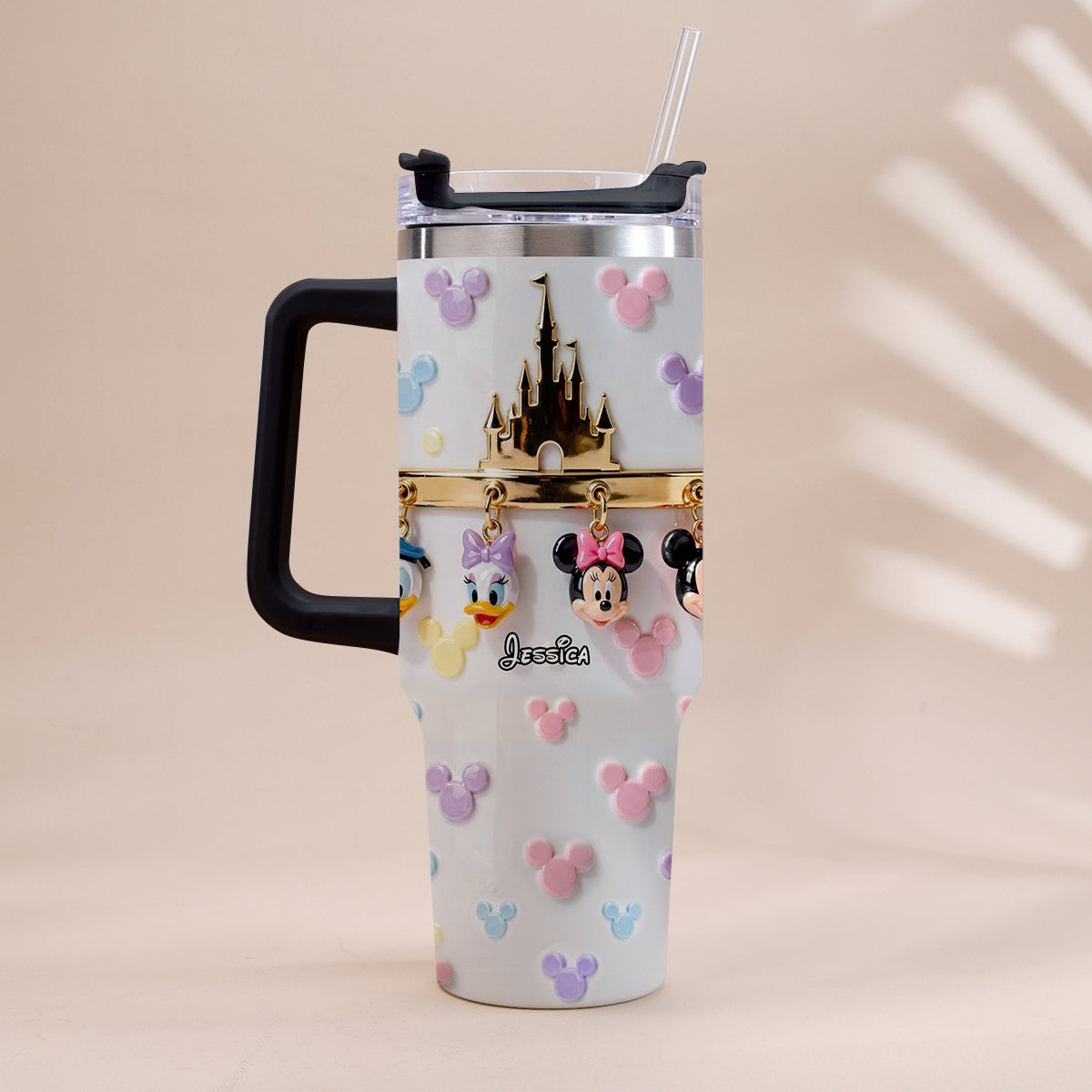 Personalized 3D Mouse Tumbler with Handle Custom Name Gift Tumbler With Handle GradoCreations