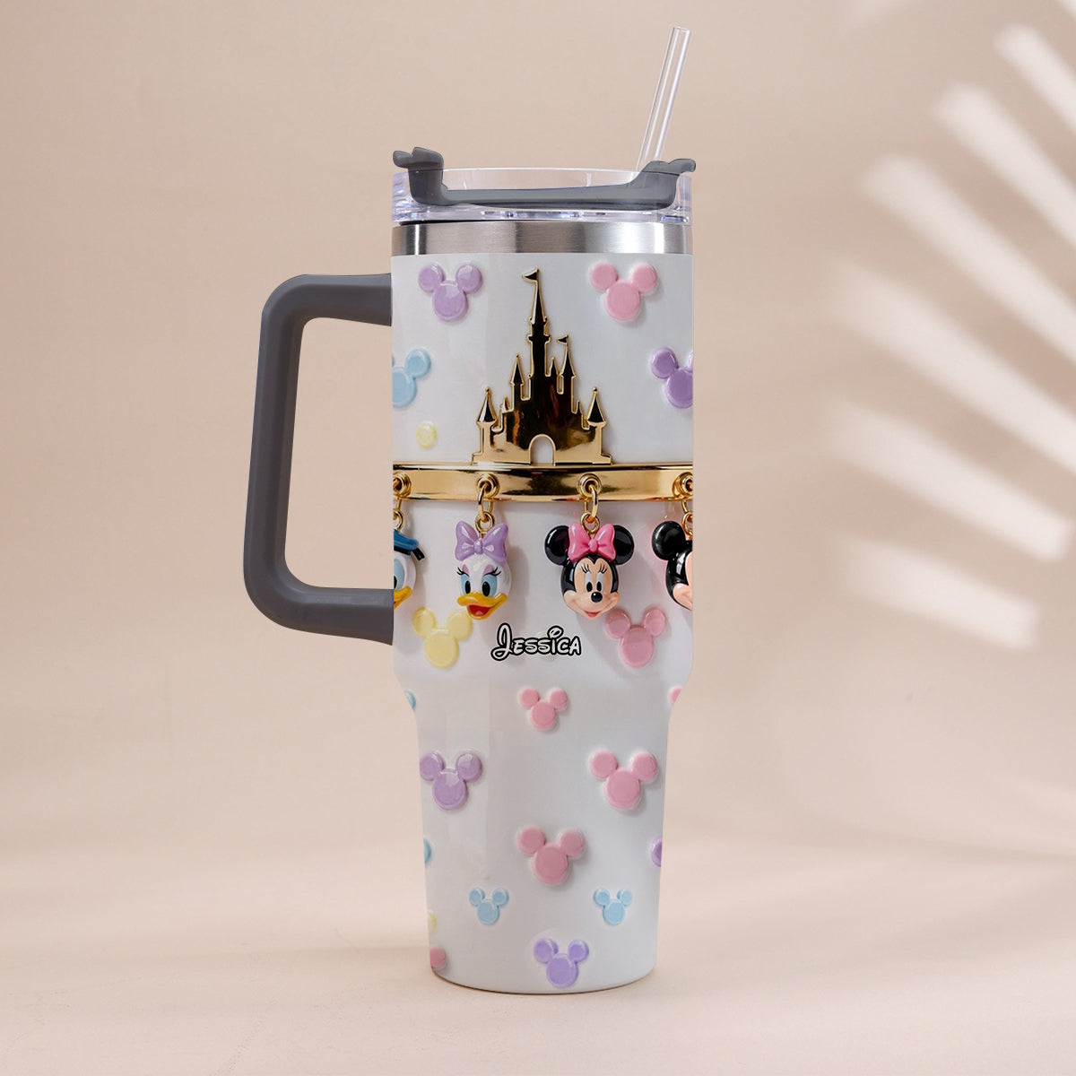 Personalized 3D Mouse Tumbler with Handle Custom Name Gift Tumbler With Handle GradoCreations