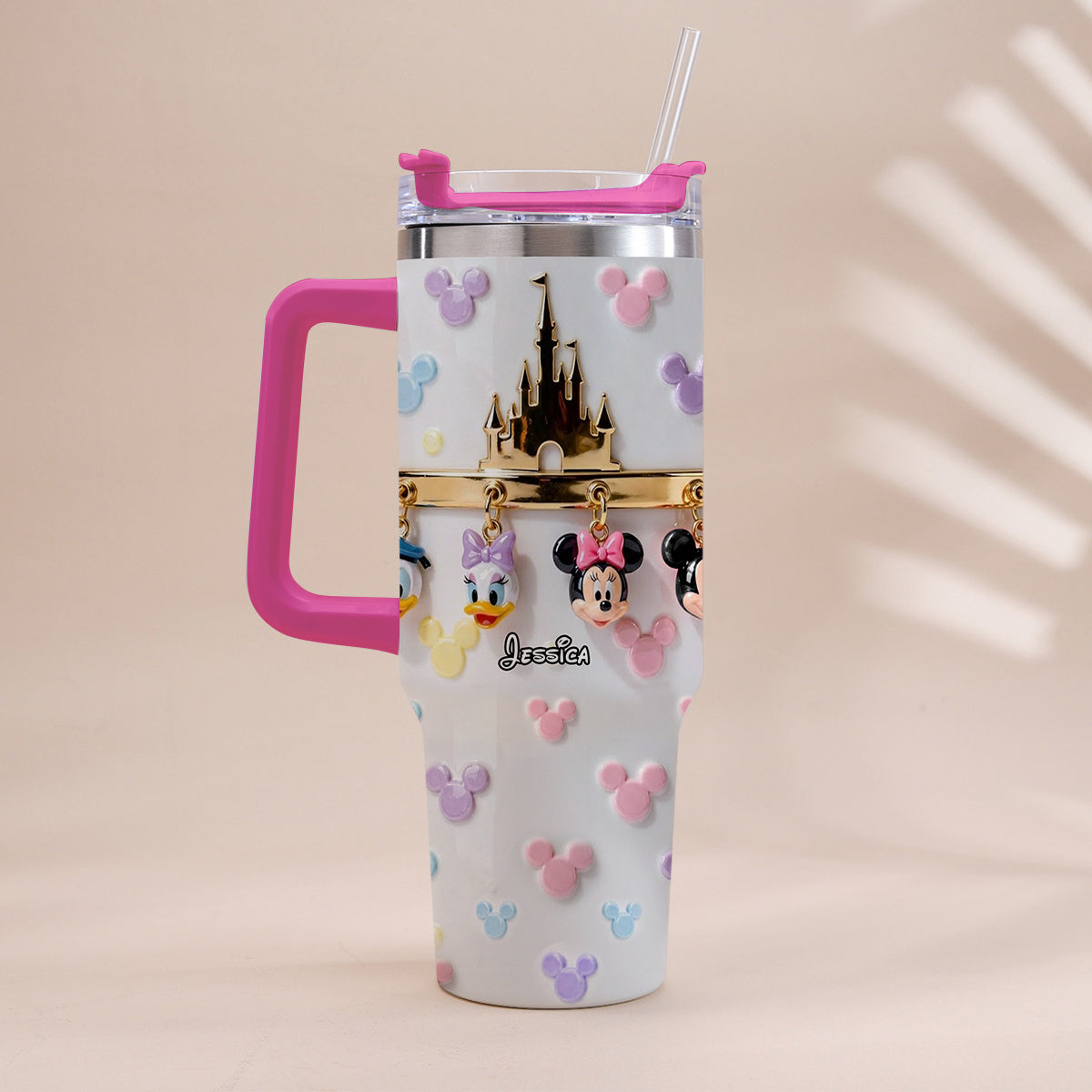 Personalized 3D Mouse Tumbler with Handle Custom Name Gift Tumbler With Handle GradoCreations