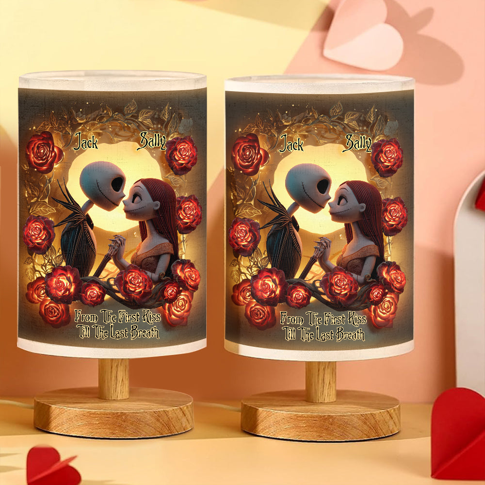 Personalized Nightmare Table Lamp with Wood Base for Couples Gift Tableside Lamp With Wood Base GradoCreations