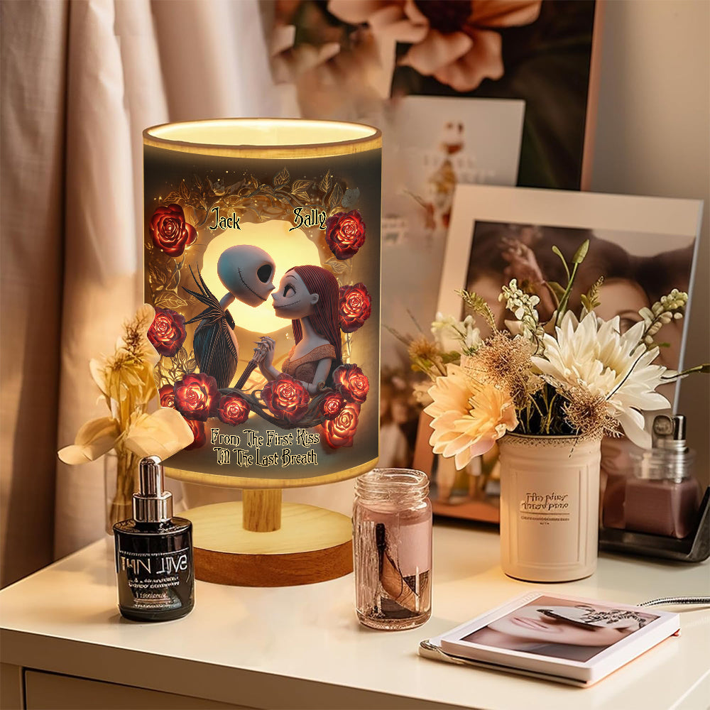 Personalized Nightmare Table Lamp with Wood Base for Couples Gift Tableside Lamp With Wood Base GradoCreations